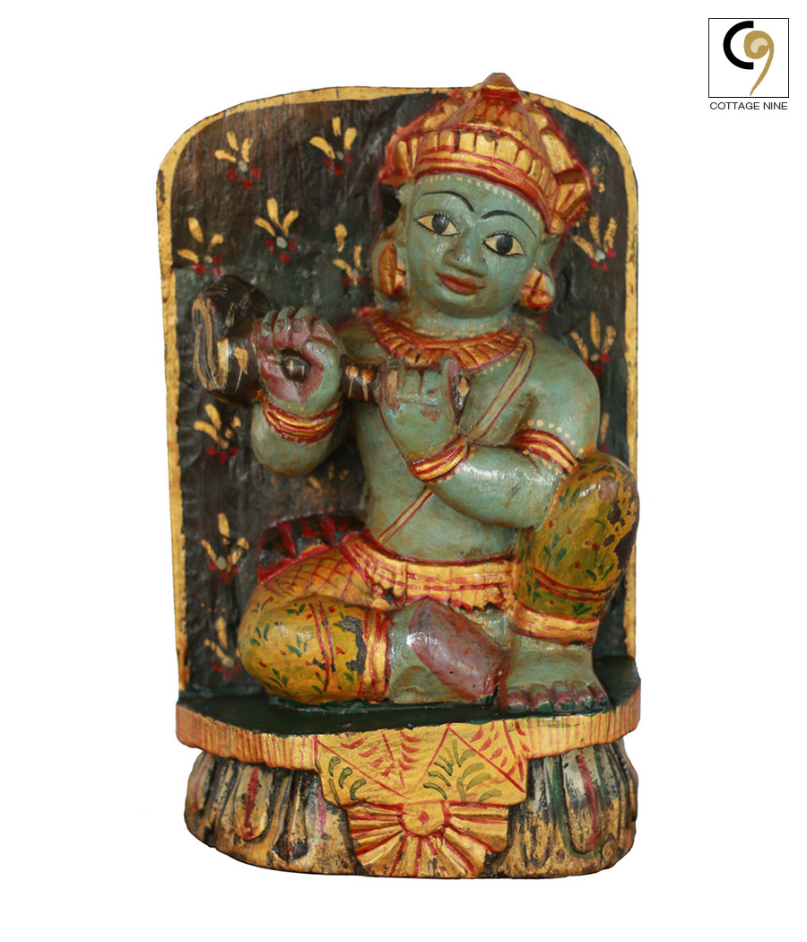 Antique-Wood-Statue-of-Krishna-1