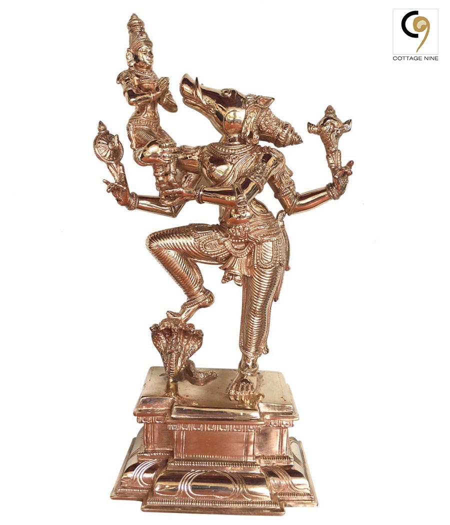 Chola-Bronze-Sculpture-of-Vishnu-as-Varaha-with-Bhumi-1