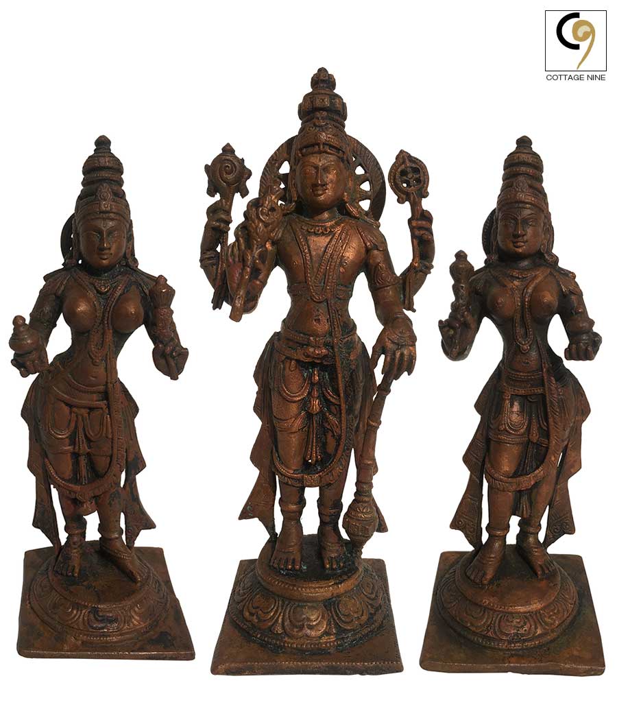 Copper Sri-Bhu Vishnu Figurine-1