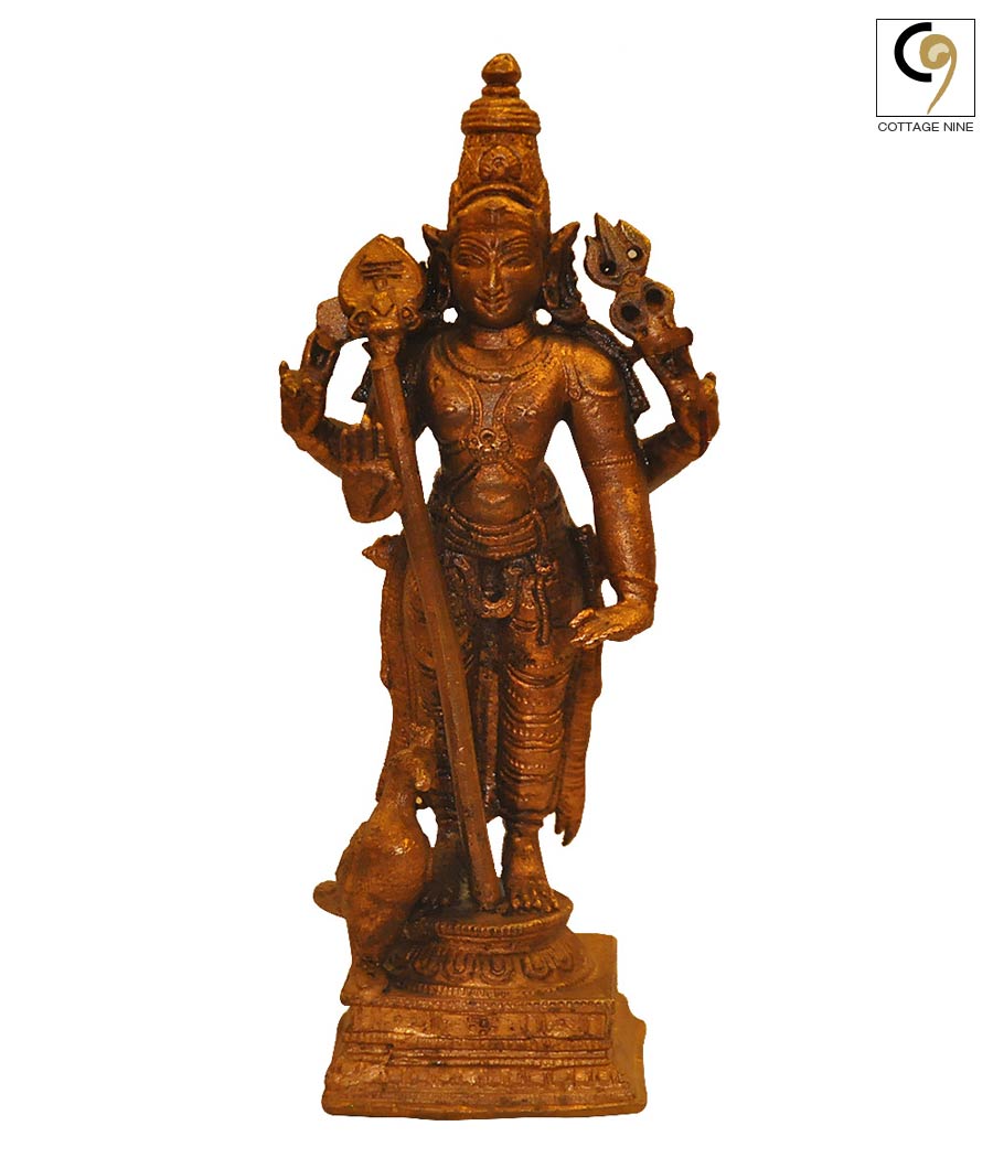Copper-Statue-Of-Four-Armed-Shikhivahana-Kartikeya
