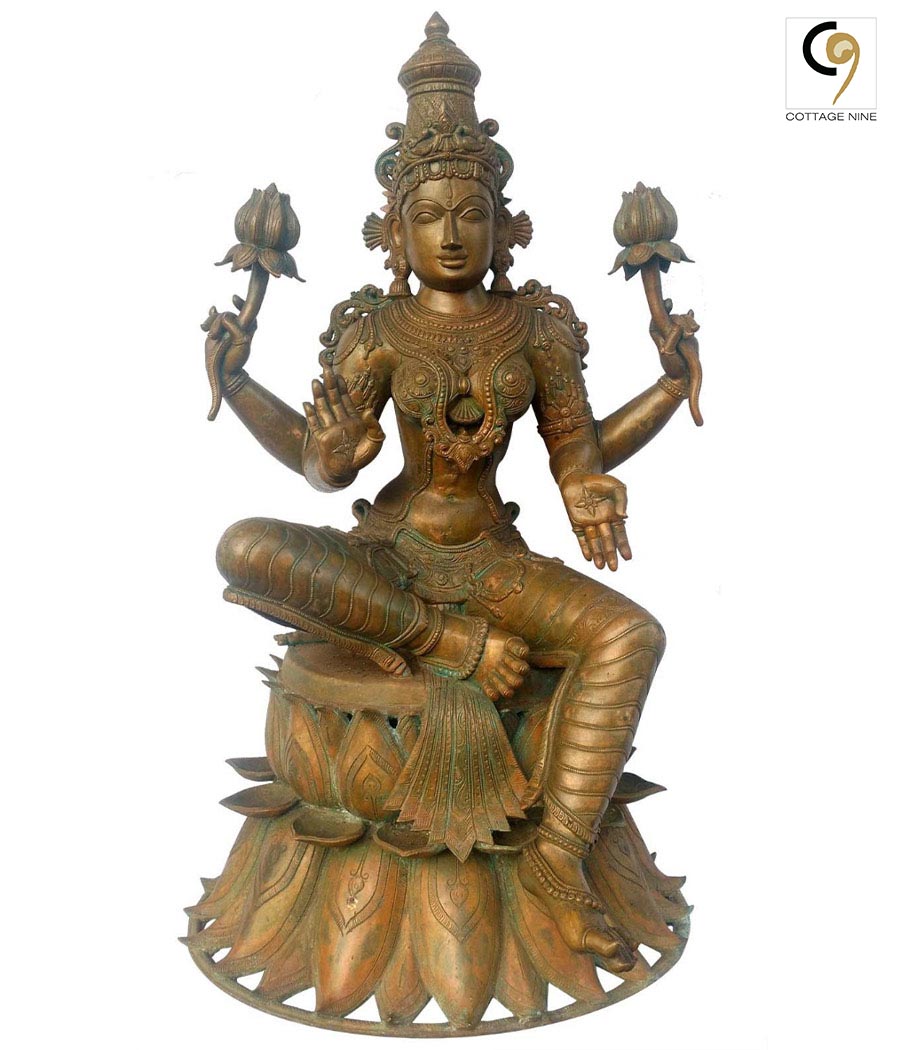 Lakshmi-Bronze-Statue-with-Lotus-Base-1