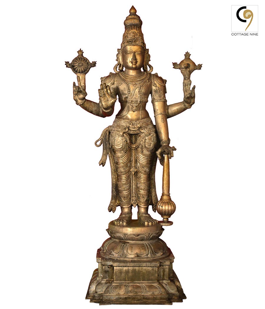 Large-Bronze-Statue-of-Four-armed-Vishnu-Perumal-1