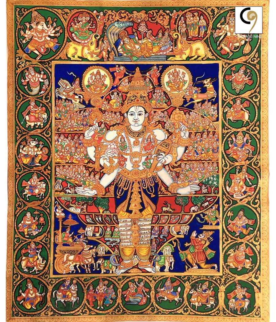 Outstanding-Mysore-Painting-of-Lord-Krishna’s-Vishwarupam