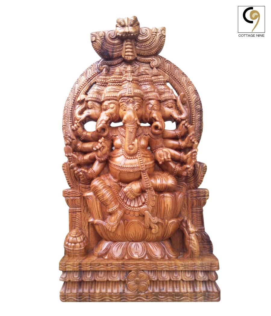 Panchamukha-Ganapati-Wood-Carving-1