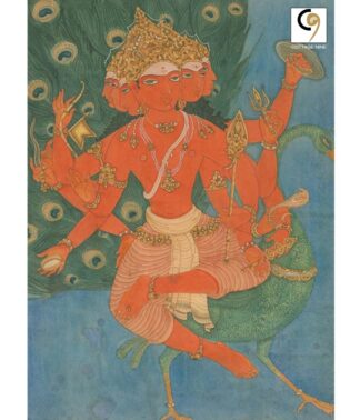 Print-of-Painting-of-12-armed-Kartikeya-by-S-Rajam