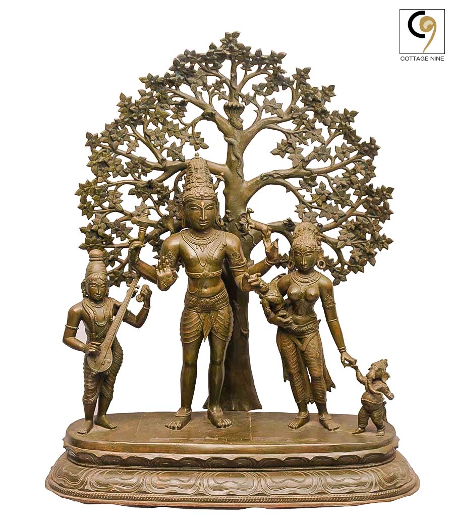 Shiva-–-Parvati-with-Ganesha-and-Skanda-Masterpiece-Bronze-Sculpture