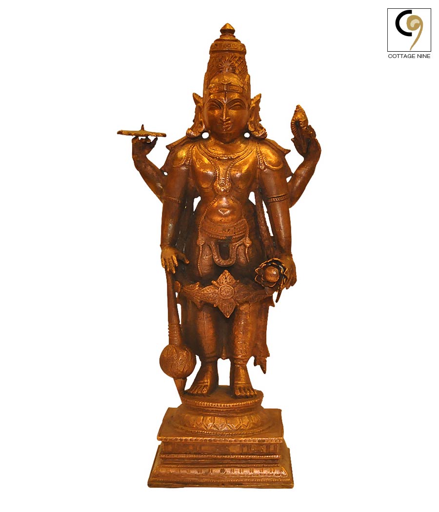 Small-Copper-Statue-Of-Chaturbhuj-Vishnu