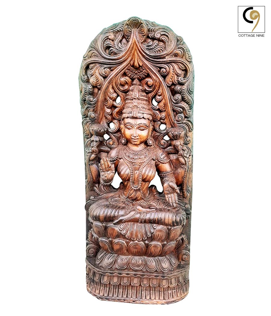 South-Indian-Lakshmi-Wood-Carving