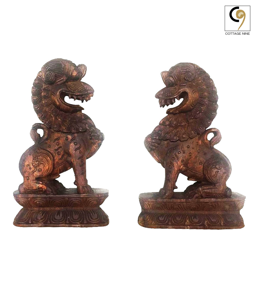 South-Indian-Woodcarving-of-Mythical-Lions
