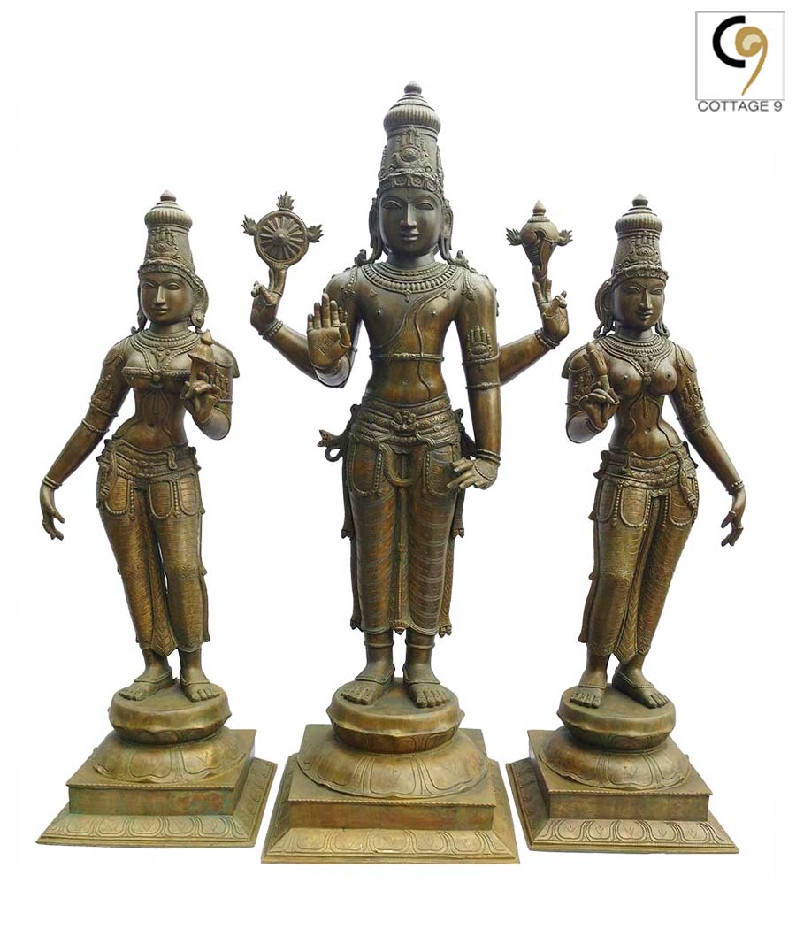 Vishnu-Sri-and-Bhu-Devi-Bronze-Statue-Set