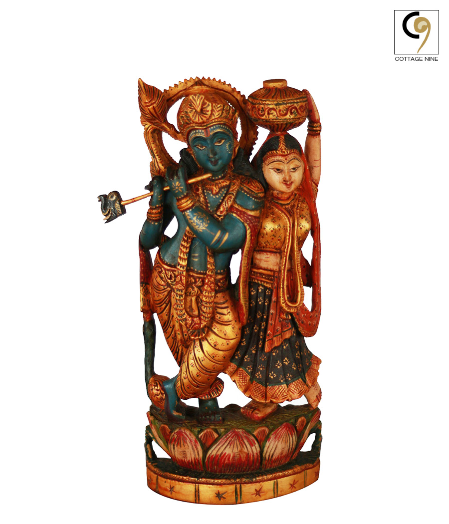 Wooden-Statue-of-Radha-Krishna-1