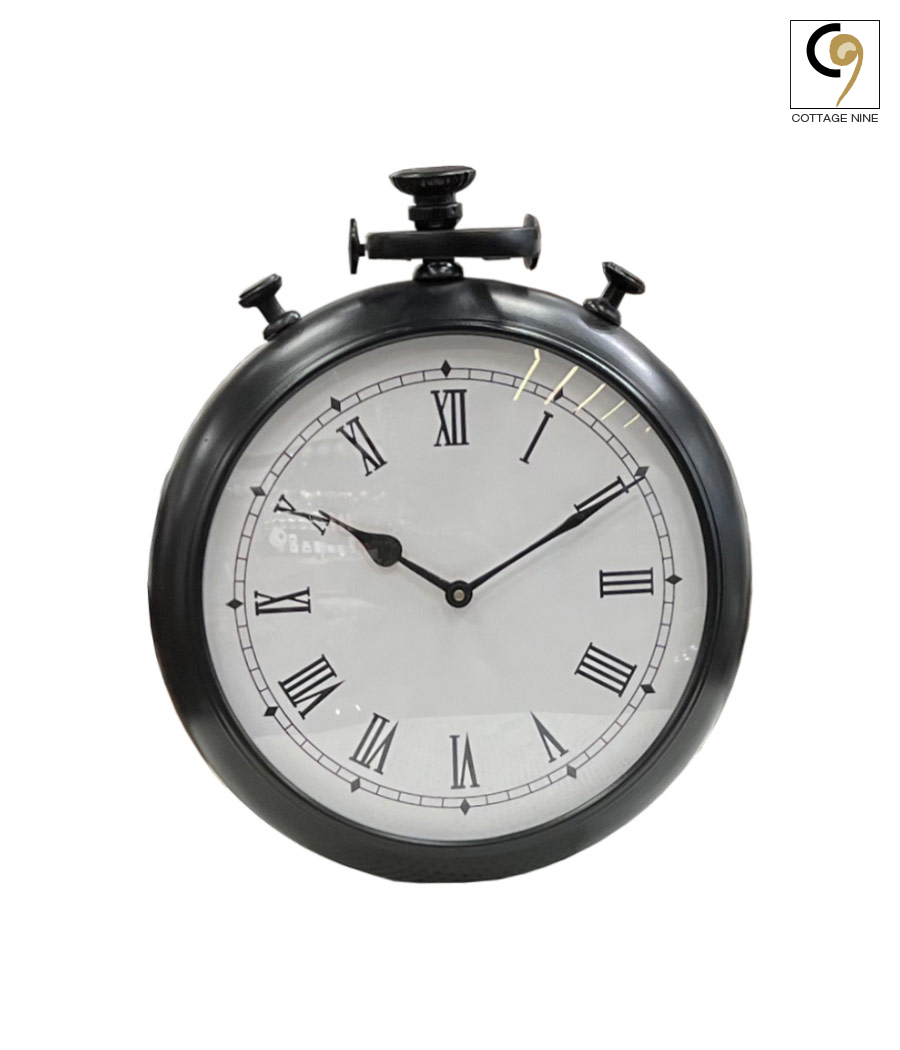 Decorative-Black-Metallic-Clock-Round
