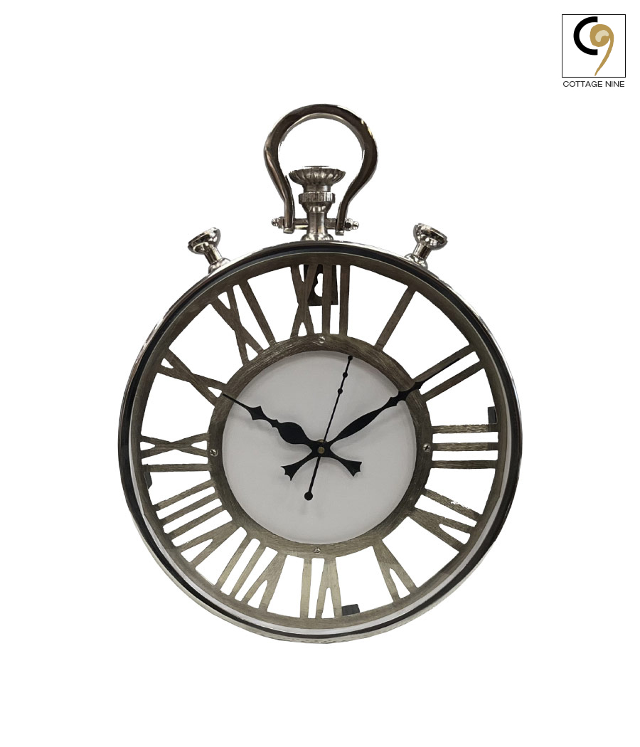 Decorative-White-Metallic-Clock-Round