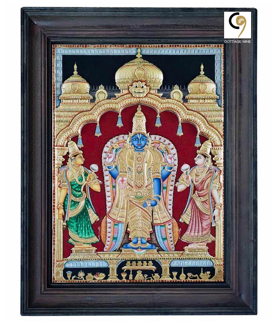 Traditional-Tanjore-Painting-of-Vishnu-as-Varadaraja-Perumal