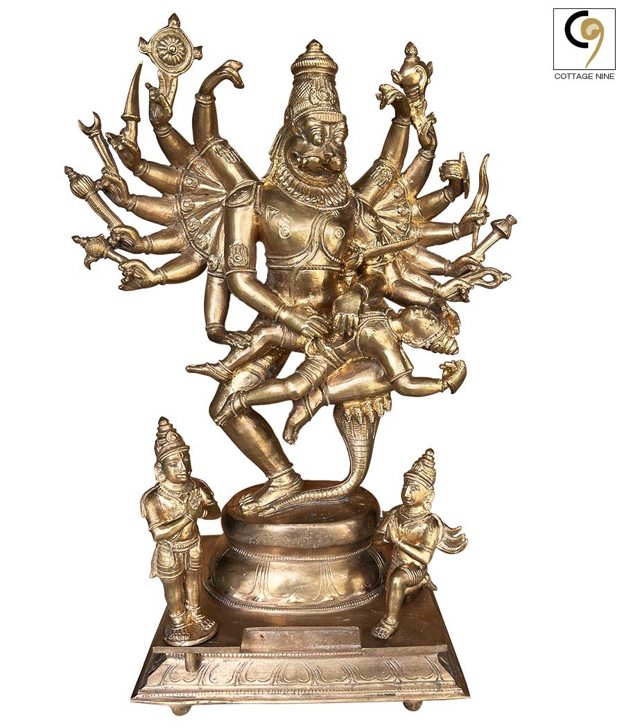Magnificent-South-Indian-Bronze-Idol-of-Vishnu-as-Narasimha-1
