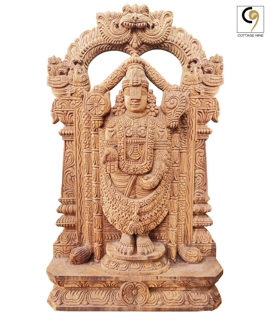 Beautifully-Carved-Wooden-Idol-of-Lord-Venkateshwara-(Balaji)-of-Tirupati