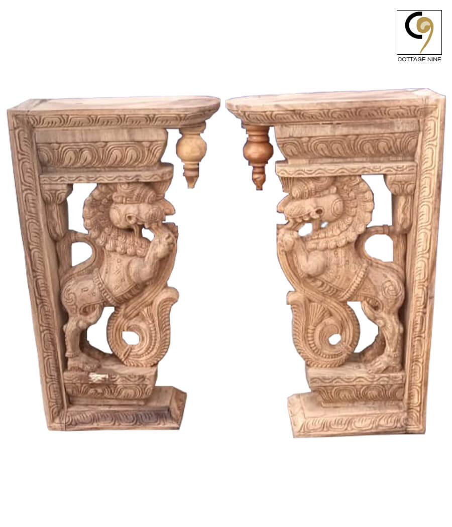 Wood-Carvings-of-a-Pair-of-Yazhi-(Yali)