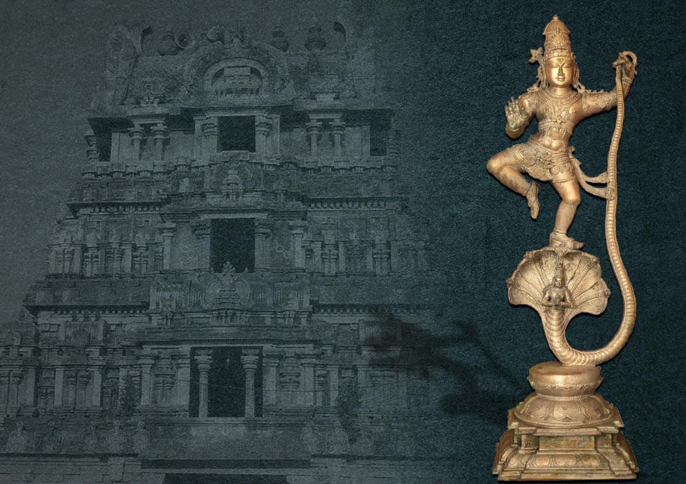 Krishna-dancing-on-kaliya,-chola-style-kaliya-nartana-krishna-statue
